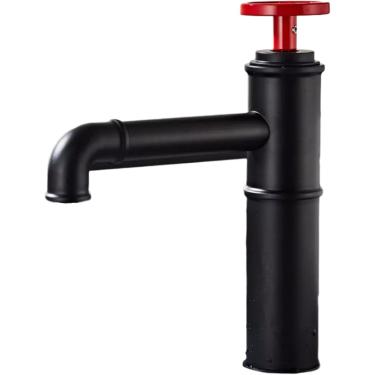 Imagem de Torneiras para pia, todas em cobre, preta, industrial, Fengshui, quente e fria, vermelha, retrô, lavatório acima da bancada, estilo curto preto e vermelho