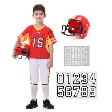 Imagem de aicoaub Conjunto de uniforme de futebol infantil para meninos e meninas com números de capacete, alfabeto