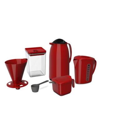 Imagem de Kit Café Super Prático Unitermi, vermelho