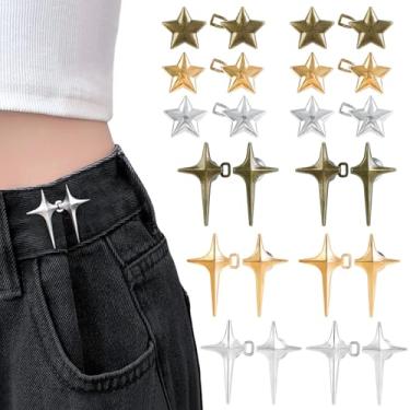 Imagem de 12 conjuntos de calças apertadoras de cintura, clipe ajustável de estrela para mulheres, botão reutilizável para jeans, roupas soltas, vestidos e saias, acessórios de decoração sem costura