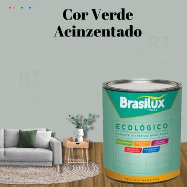 Imagem de Esmalte Sintético Base Água Brasilux Ecologico Cor Verde 800ML Brilhan