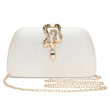 Imagem de RNIEGA Bolsa clutch feminina com glitter para noite, para festas, casamentos e eventos formais, Dourado