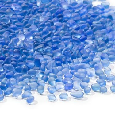 Imagem de Keedolla Pedras de aquário azul claro Betta cascalho para aquário, 400 g, enchimento de vaso de pedras preciosas de vidro marinho fosco para artesanato DIY, aquário, decoração de casa