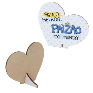 Imagem de Kit 15 Lembrancinhas Dia Dos Pais Mdf Coração - Abstratta, Melhor Paiz