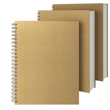 Imagem de EUSOAR Cadernos de trabalho, pacote com 3 cadernos A4 21 x 28,4 cm, capa dura, pautado em espiral, pautado na faculdade, 240 páginas (120 folhas), bloco de anotações para anotações, escola, negócios