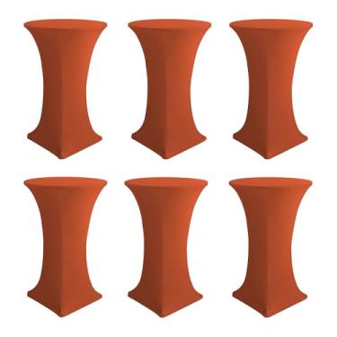 Imagem de Enjoyidea Capas de mesa de coquetel - toalhas de mesa redondas de elastano de cano alto, pacote com 6, 81 x 109 cm, barra elástica de ferrugem, toalha de mesa alta para pub, bistrô, festa highboy