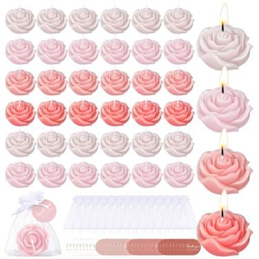 Imagem de Treela Conjunto de 50 velas de flores, lembrancinha de casamento para convidados, mini velas rosa champanhe em forma de rosa para retorno, presente de casamento, aniversário, chá de panela, festa de