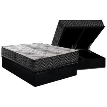 Imagem de Cama Box Baú Queen: Colchão Espuma D45 Paropas Pasquale Wave Black + B