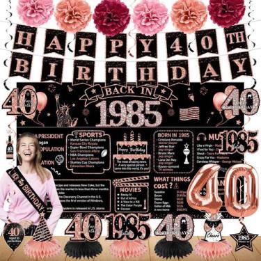 Imagem de Decorações de aniversário Zirtorei 40th Vintage 1985 para mulheres