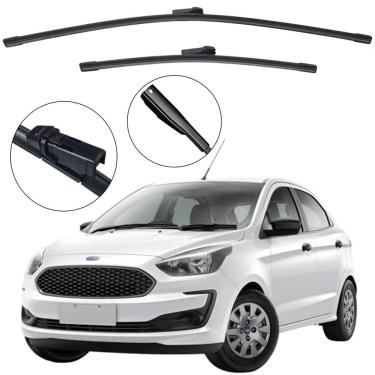 Imagem de Kit Palheta Dianteira Ford Ka Hatch e Ka+ Sedan 2014 a 2021 Limpador de Parabrisa de Silicone