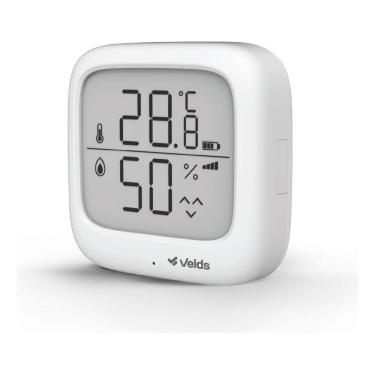 Imagem de Sensor De Temperatura E Umidade Smart Wifi Velds C/ Display Digital E Monitoramento Via App, Branco