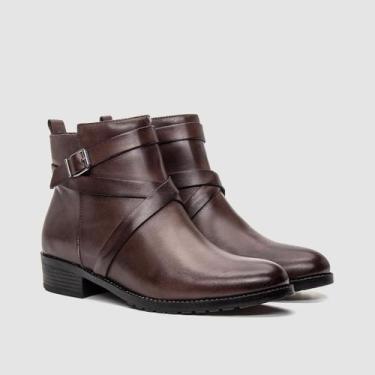 Imagem de Bota Feminina Marrom Premium Moderno Couro Legítimo Ziper Inverno Zapa