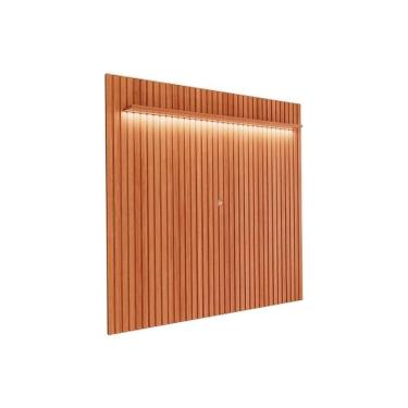 Imagem de Painel Home P/ Tv Até 84 Pol Maragogi Ripado 2.3 C/ Led E Prateleira 230cm Cinamomo - Permóbili