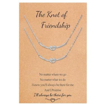 Imagem de Colar infinito com nó de amizade BFF para 2 melhores amigas, joias de aniversário de longa distância, presentes para sua melhor amiga, Medium, Aço inoxidável, Sem Pedra Preciosa