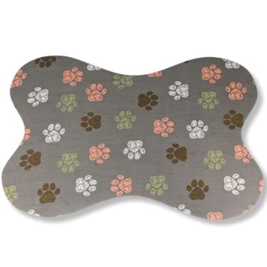 Imagem de Tapete Pet Osso 60x40 Antiderrapante Para Cachorro e Gato – Tapetinho Para Comedouro e Bebedouro, Higiênico, Fácil de Limpar (Cinza Patinhas, 60X40)