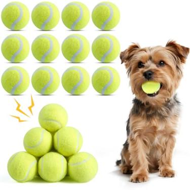 Imagem de susu & wuwu Pacote com 12 bolas estridentes para cães pequenos, 5 cm pequenas bolas de tênis interativas para buscar cães, brinquedos não tóxicos duráveis para dentição, treinamento, brincadeira