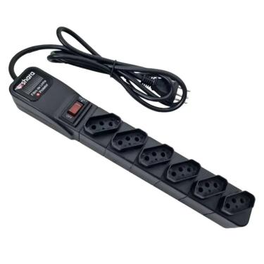 Imagem de Filtro De Linha Ts Shara Protetor 6 Tomadas - 554 Preto Bivolt
