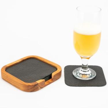 Imagem de Descanso de Copo Cerveja em couro porta copo mesa