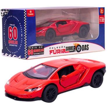 Imagem de Carrinho Miniatura Vermelho Pull Back 1:32 C/ Som e Luz - Castela - CA