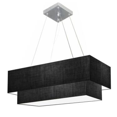 Imagem de Lustre Pendente Duplo Retangular Vivare Md-4322 Cúpula Em Tecido 99x40cm X 80x30cm - Bivolt Preto-preto 127/220v