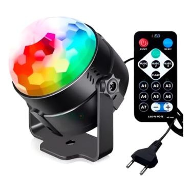 Imagem de Mini Globo de Luz LED RGB Bola Maluca Iluminação Festa Som e Controle Remoto USB Bivolt – Balada, Karaokê, Bar, Aniversário