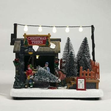 Imagem de YANSYUAN Loja de árvore LED de Natal operada por bateria de 17,78 cm com 6 LEDs brancos quentes, presentes de decoração de casa