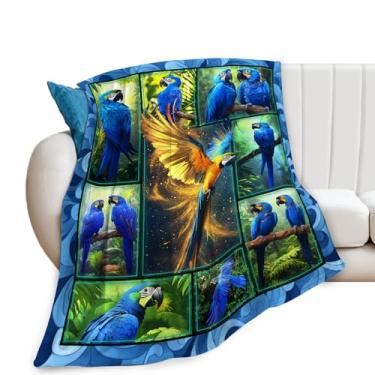 Imagem de Kylora Cobertor de papagaio colagem de papagaio, cobertores, aconchegante, flanela, pelúcia, roupa de cama leve, para amantes de pássaros tropicais, presentes para homens, mulheres, adultos, para sofá