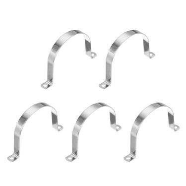 Imagem de PATIKIL Correia rígida de tubo de 4-1/4" (108 mm), 5 peças braçadeira de conduíte de aço inoxidável 304 2 furos engrossar suporte de tubo braçadeira de tubo para fixação de fio de cabo de tubulação