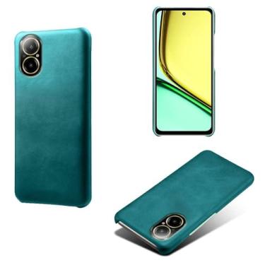Imagem de Capa para OPPO Realme C67 4G,Proteção contra quedas,Casca de volta de cor sólida simples,Design de couro de imitação de plástico-Green