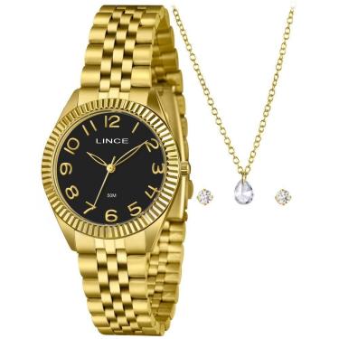 Imagem de Kit Relógio Feminino Lince Dourado LRGM063L36 K0J6P2KX