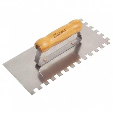 Imagem de Desempenadeira De Aço Dentada 12x25,6cm 10x10mm - 60904 - Cortag Desemp.aco Dentada 12x25.6 10x10 Cortag 60904