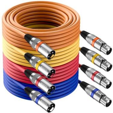 Imagem de Cabos XLR Cagor 7,6 m, pacote com 4, microfone XLR de 3 pinos macho pa