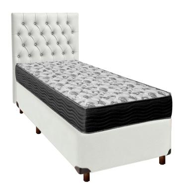 Imagem de Cama Box + Colchão Solteiro Ortobom D33 Iso100 + Cabeceira Estofada