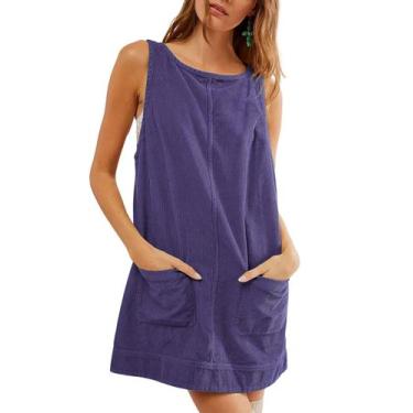 Imagem de Vestido geral Hooever Corduroy para mulheres, roxo, tamanho XL