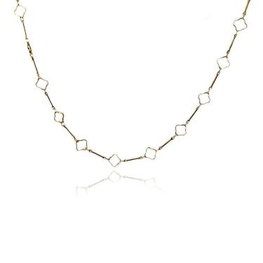 Imagem de Colar Curto Flor Vazada Folheada Em Ouro 18K