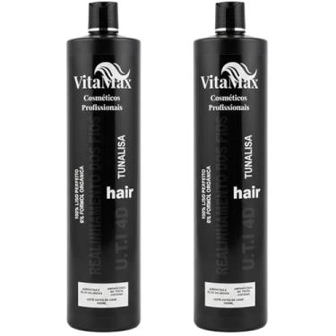 Imagem de Kit 2x Progressiva Sem Formol VitaMax 1000ml – Realinhamento Capilar, Alisamento Orgânico, Óleo de Argan, Queratina, Aminoácidos, Anti-Frizz, Uso Profissional ou Doméstico