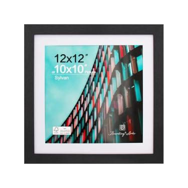 Imagem de Moldura para quadro de 30 x 30 cm com vidro resistente a estilhaços – Use como moldura de CD feita de madeira projetada para fotos de 23 x 24 cm com tapete ou 30 cm sem moldura, mesa ou parede (preta