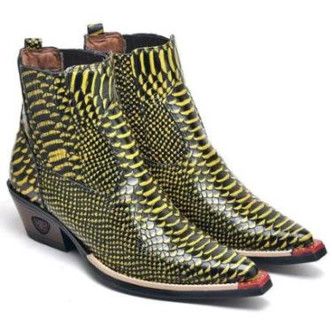 Imagem de Bota Country Masculina Couro Jacaré Bico Fino Estilo Textura-Masculino