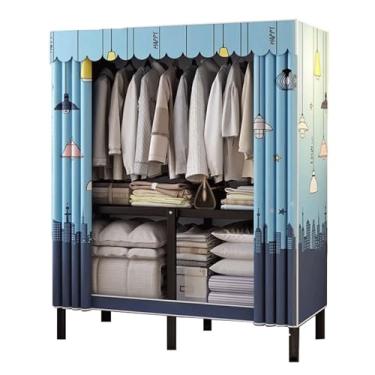 Imagem de YPDJVLTI Armário portátil armário portátil aço simples guarda-roupa armazenamento armário dobrável roupas armário para quarto guarda-roupa 80 cm/120 cm guarda-roupa armário espaçoso