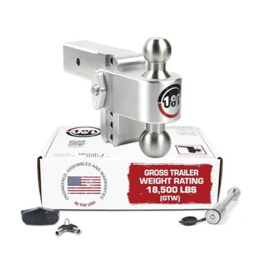 Imagem de Weigh Safe Suporte de bola de engate de reboque ajustável, engate de queda ajustável de 10 cm para receptor de 6,3 cm com conjunto de trava semelhante com chave de 2 peças, engate de reboque de