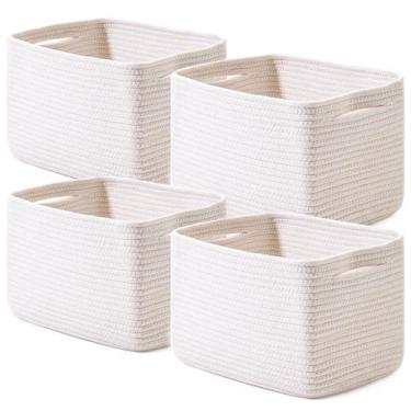 Imagem de Cestos de armazenamento ICERZCZ Woven Cotton Rope 12,5 L x 9,1 L x 7,9