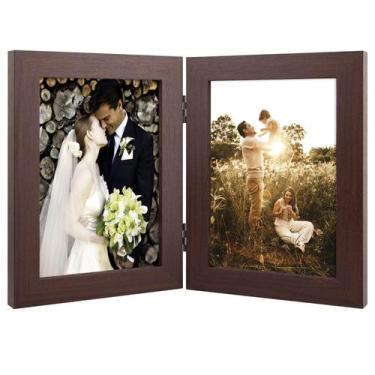 Imagem de Porta-retratos Golden State Art 5x7 vertical articulado marrom