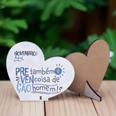 Imagem de Kit 10 Corações MDF Novembro Azul Campanha de Conscientização - R9 Dec