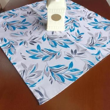 Imagem de Toalha centro de mesa 70 x 70 - folha cinza e azul - DIAS DECOR
