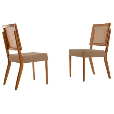 Imagem de Conjunto Com 2 Cadeiras Aila Moderna Mobília Linho Palha/cinam.imbuia