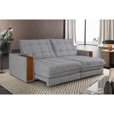 Imagem de Sofá Retrátil Berlim 2,90m 5 Lugares Molas Ensacadas Txr Prata