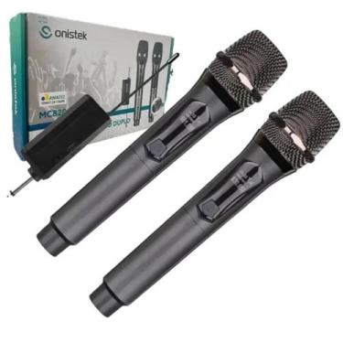 Imagem de Microfone Dinamico Sem Fio Duplo Bateria Recarregáve Karaoke - ONISTEK