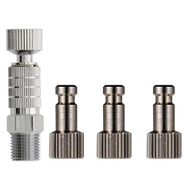 Imagem de HUBEST Adaptador de encaixe de liberação de acoplador de desconexão rápida para aerógrafo com 4 encaixes machos, 1/20.3 cm macho e Badger Paasche Aztec Airbrush