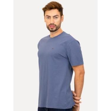Imagem de Camiseta Tommy Jeans Masculina Regular Jersey C-Neck Flag Azul-Masculino