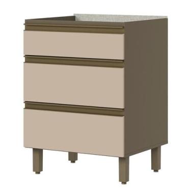 Imagem de Balcão 03 Gavetas 60 cm Connect Duna/Cristal - Henn